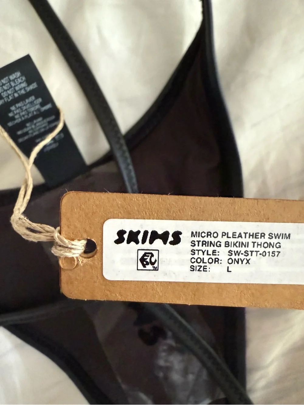 SKIMS MICRO PLEATHER SWIM STRING BIKINI THONG